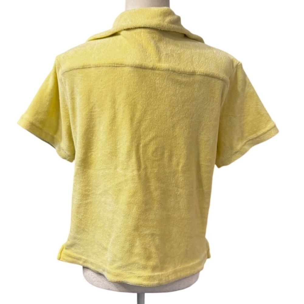 Frankies Bikinis Terry Cloth Button Front Camp Shirt Yellow Resort Beach Size M — image 3 of 6
